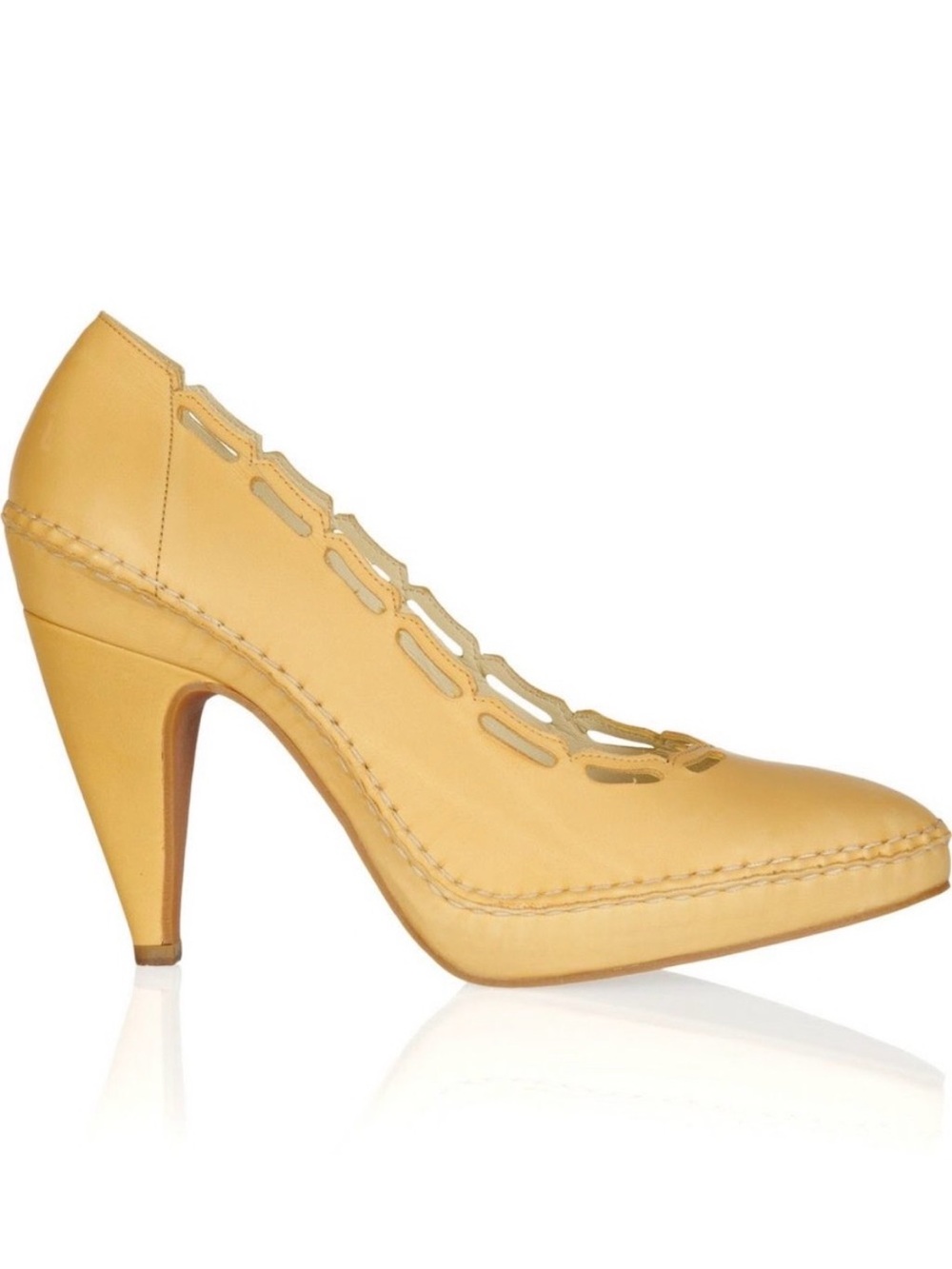 Marni Cutout Nude Leather Pumps Almond Toe High Heels EU 35.5 US 5 5.5 Italian